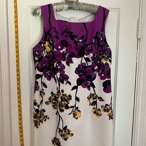 Purple white knee length dress